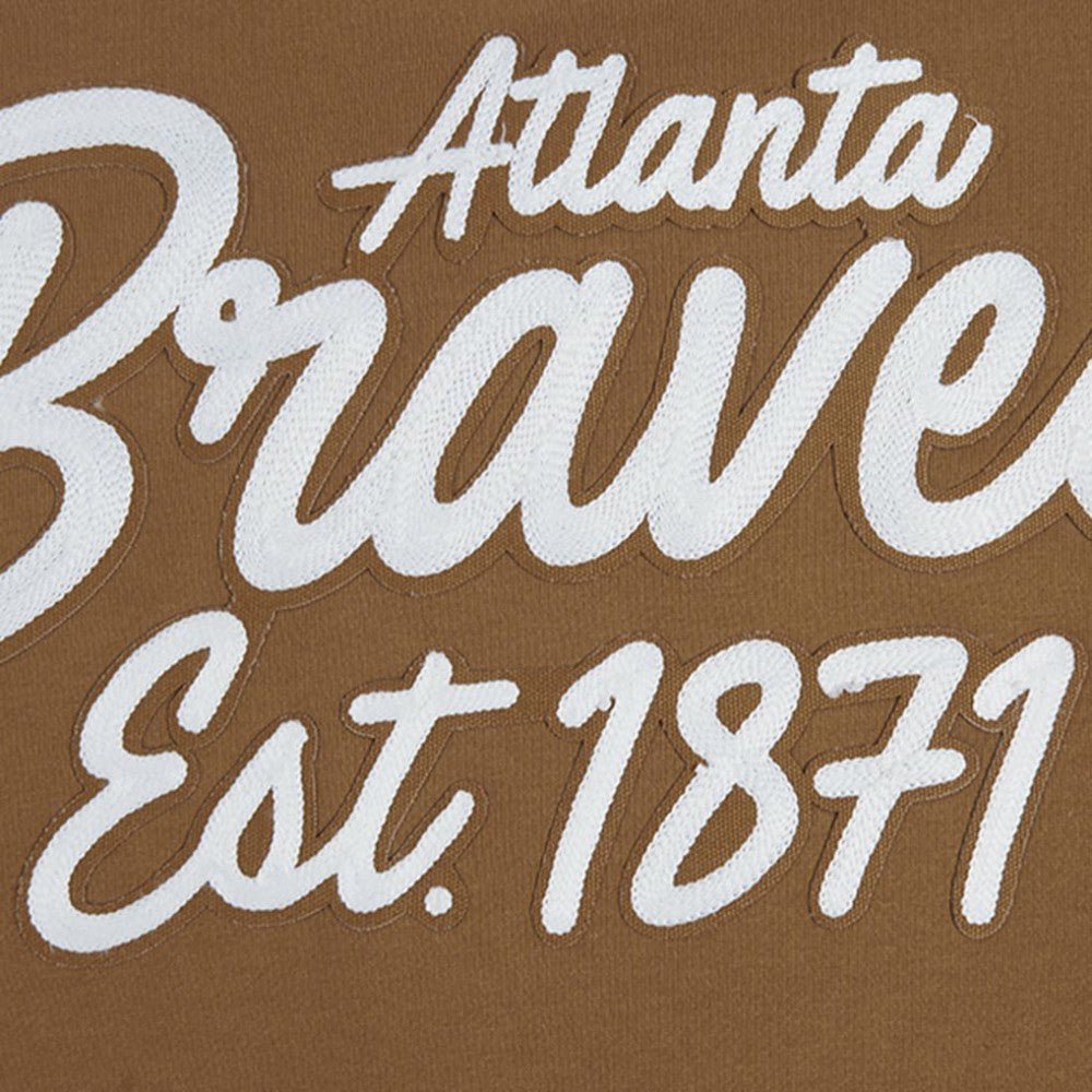 Atlanta Braves Pro Standard Paint The City Dropped Shoulder Pullover Sweatshirt - Brown