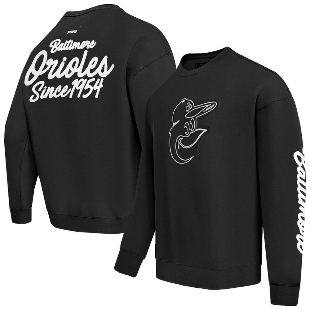 Baltimore Orioles Pro Standard Paint The City Dropped Shoulder Pullover Sweatshirt - Black