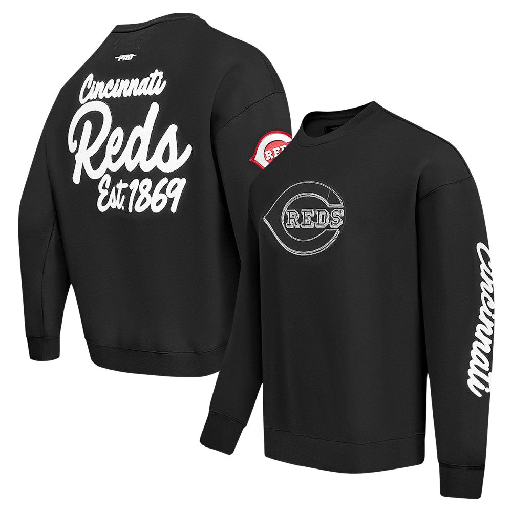 Cincinnati Reds Pro Standard Paint The City Dropped Shoulder Pullover Sweatshirt - Black