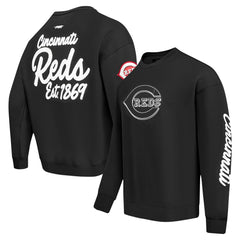Cincinnati Reds Pro Standard Paint The City Dropped Shoulder Pullover Sweatshirt - Black