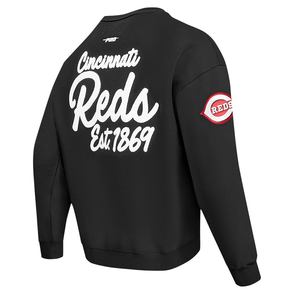 Cincinnati Reds Pro Standard Paint The City Dropped Shoulder Pullover Sweatshirt - Black