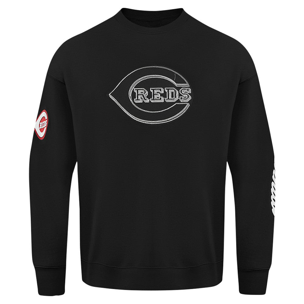 Cincinnati Reds Pro Standard Paint The City Dropped Shoulder Pullover Sweatshirt - Black