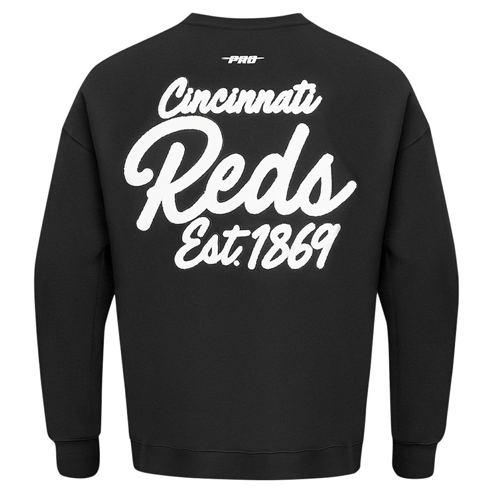 Cincinnati Reds Pro Standard Paint The City Dropped Shoulder Pullover Sweatshirt - Black