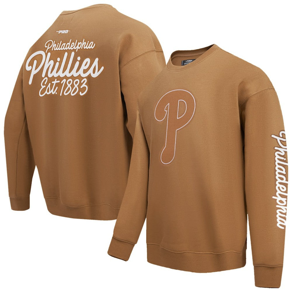 Philadelphia Phillies Pro Standard Paint The City Dropped Shoulder Pullover Sweatshirt - Brown
