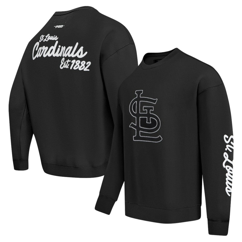 St. Louis Cardinals Pro Standard Paint The City Dropped Shoulder Pullover Sweatshirt - Black