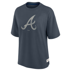 Atlanta Braves Women's Oversized Elements Raw Edge Future Ground T-Shirt - Blue