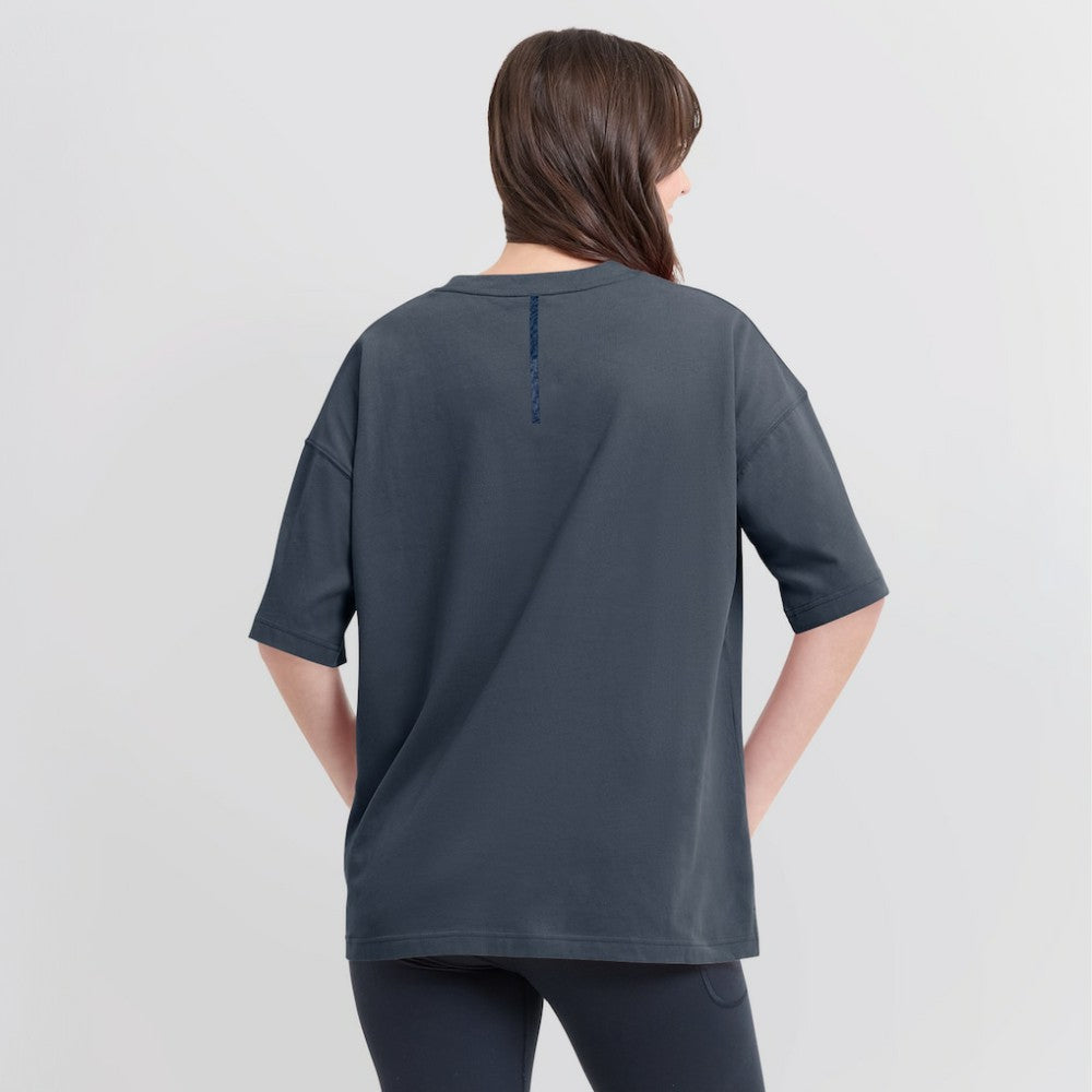 Atlanta Braves Women's Oversized Elements Raw Edge Future Ground T-Shirt - Blue