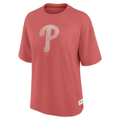 Philadelphia Phillies Women's Oversized Elements Raw Edge Future Ground T-Shirt - Red