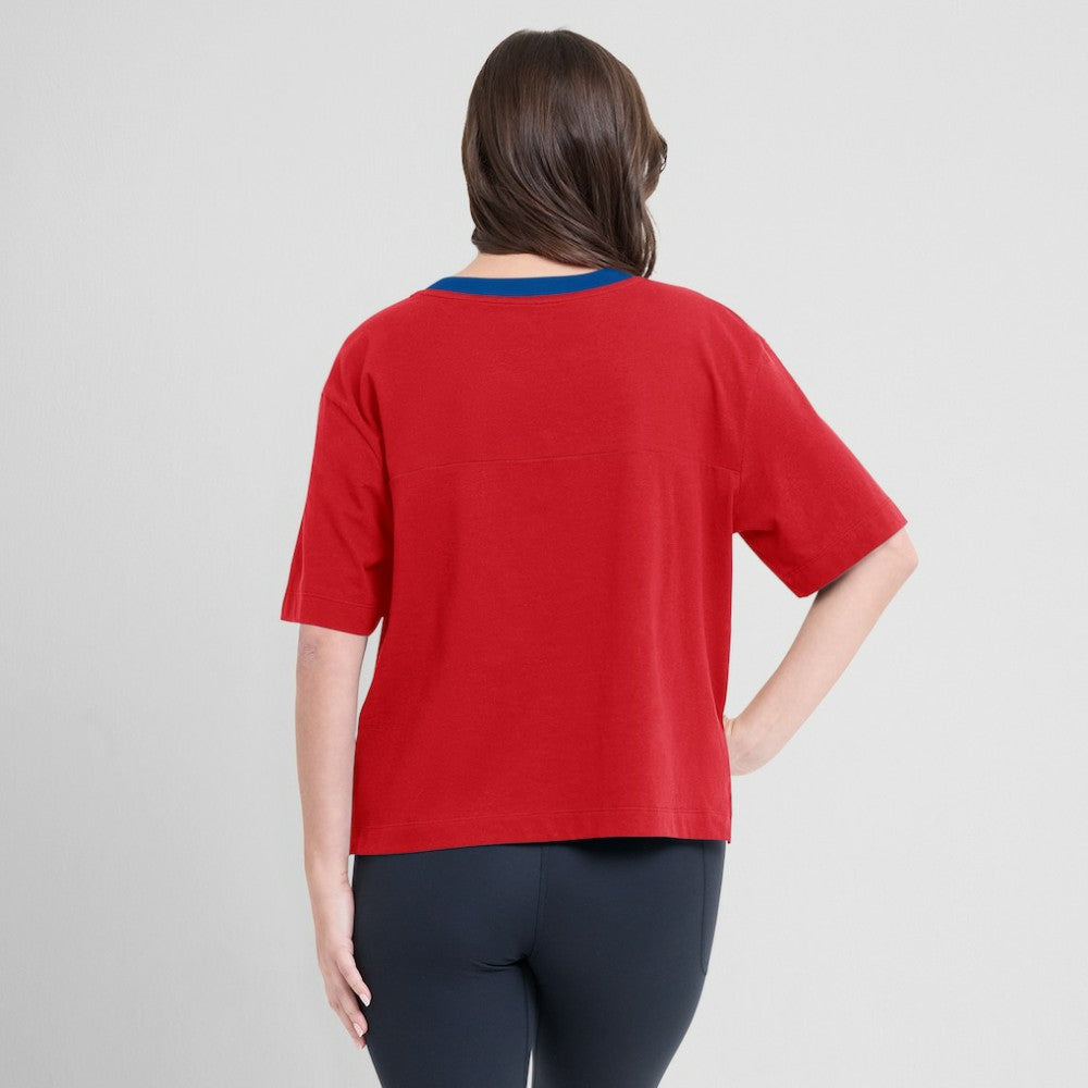Philadelphia Phillies Oversized Race To Win V-Neck T-Shirt - Red/Graphite