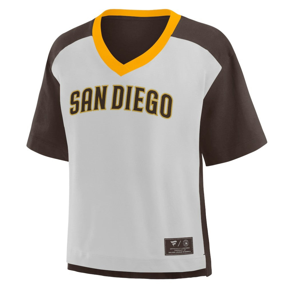 San Diego Padres Oversized Race To Win V-Neck T-Shirt - Brown/Graphite