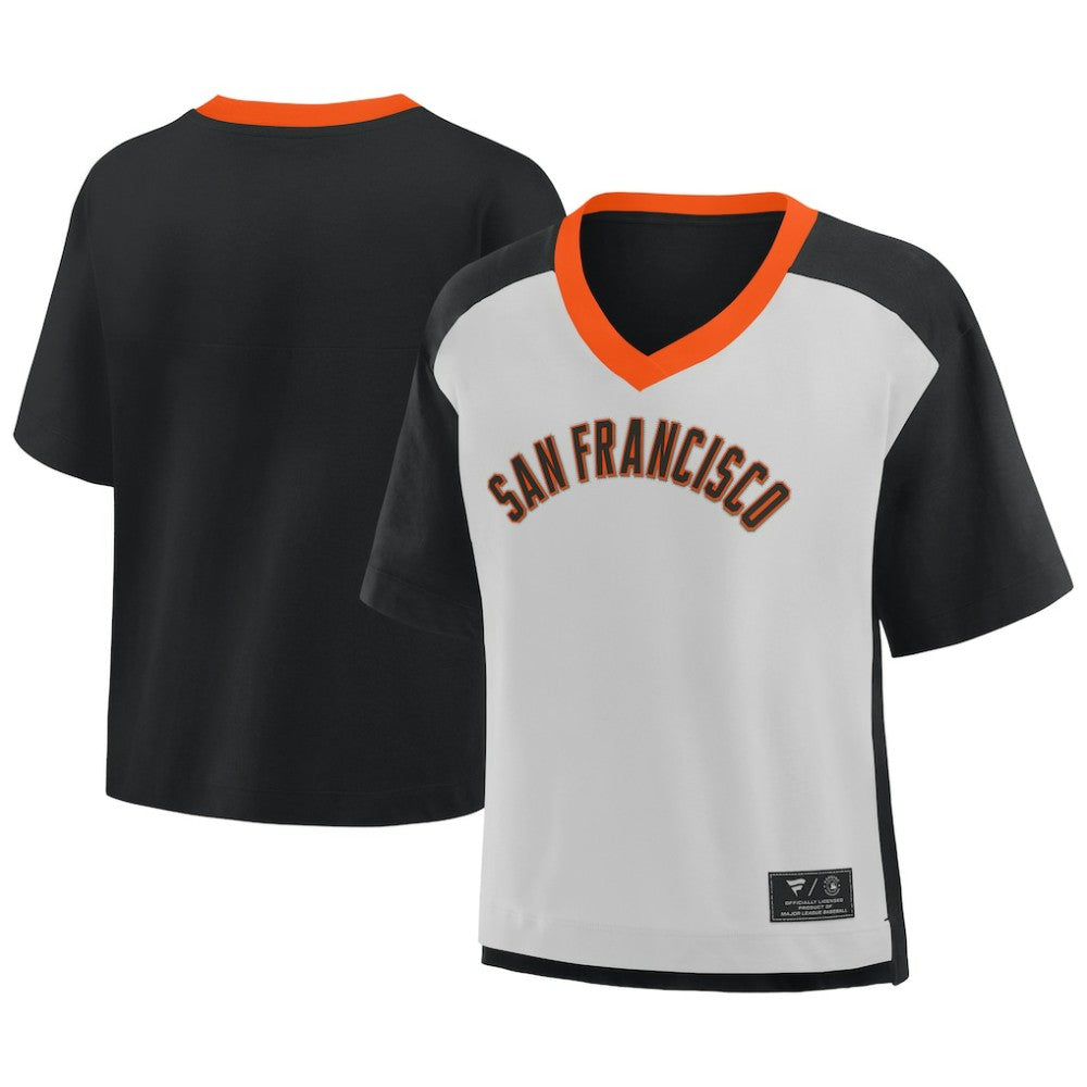 San Francisco Giants Oversized Race To Win V-Neck T-Shirt - Black/Graphite