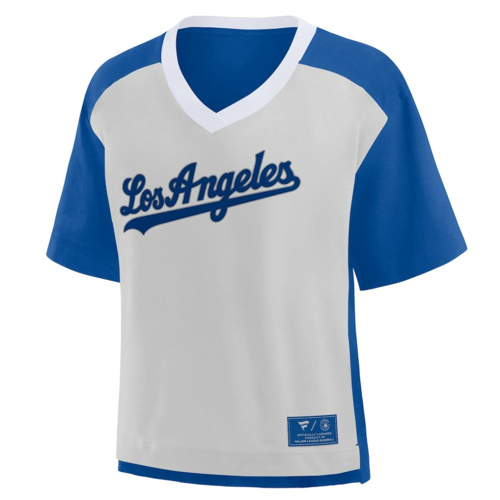 Los Angeles Dodgers Oversized Race To Win V-Neck T-Shirt - Royal/Graphite