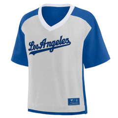 Los Angeles Dodgers Oversized Race To Win V-Neck T-Shirt - Royal/Graphite