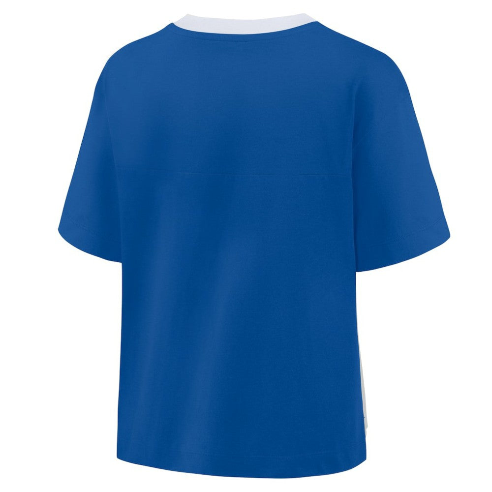 Los Angeles Dodgers Oversized Race To Win V-Neck T-Shirt - Royal/Graphite