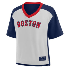 Boston Red Sox Oversized Race To Win V-Neck T-Shirt - Navy/Graphite