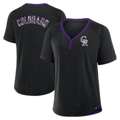 Colorado Rockies Women's League Diva Star Raglan V-Neck T-Shirt - Black