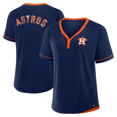 Houston Astros Women's League Diva Star Raglan V-Neck T-Shirt - Navy