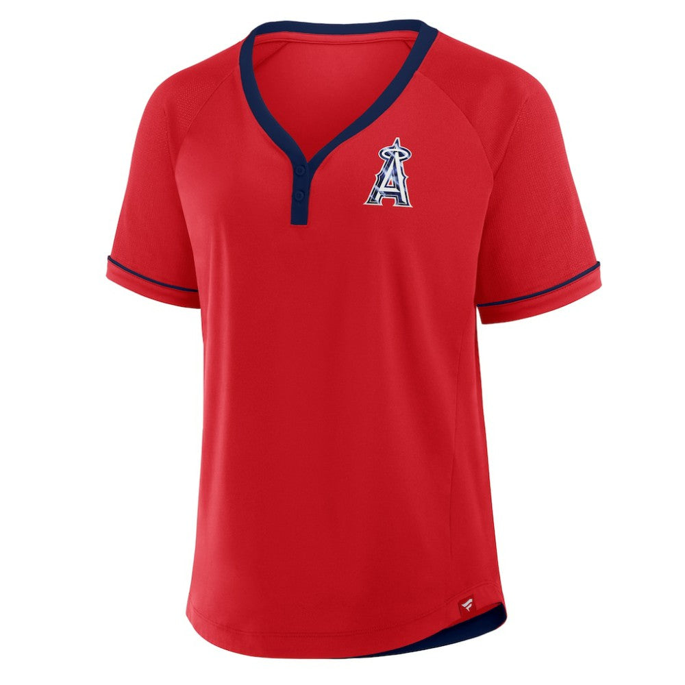 Los Angeles Angels Women's League Diva Star Raglan V-Neck T-Shirt - Red