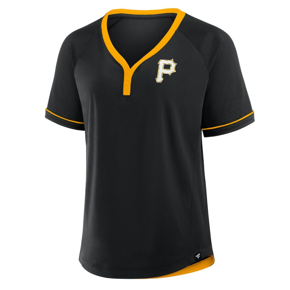 Pittsburgh Pirates Women's League Diva Star Raglan V-Neck T-Shirt - Black