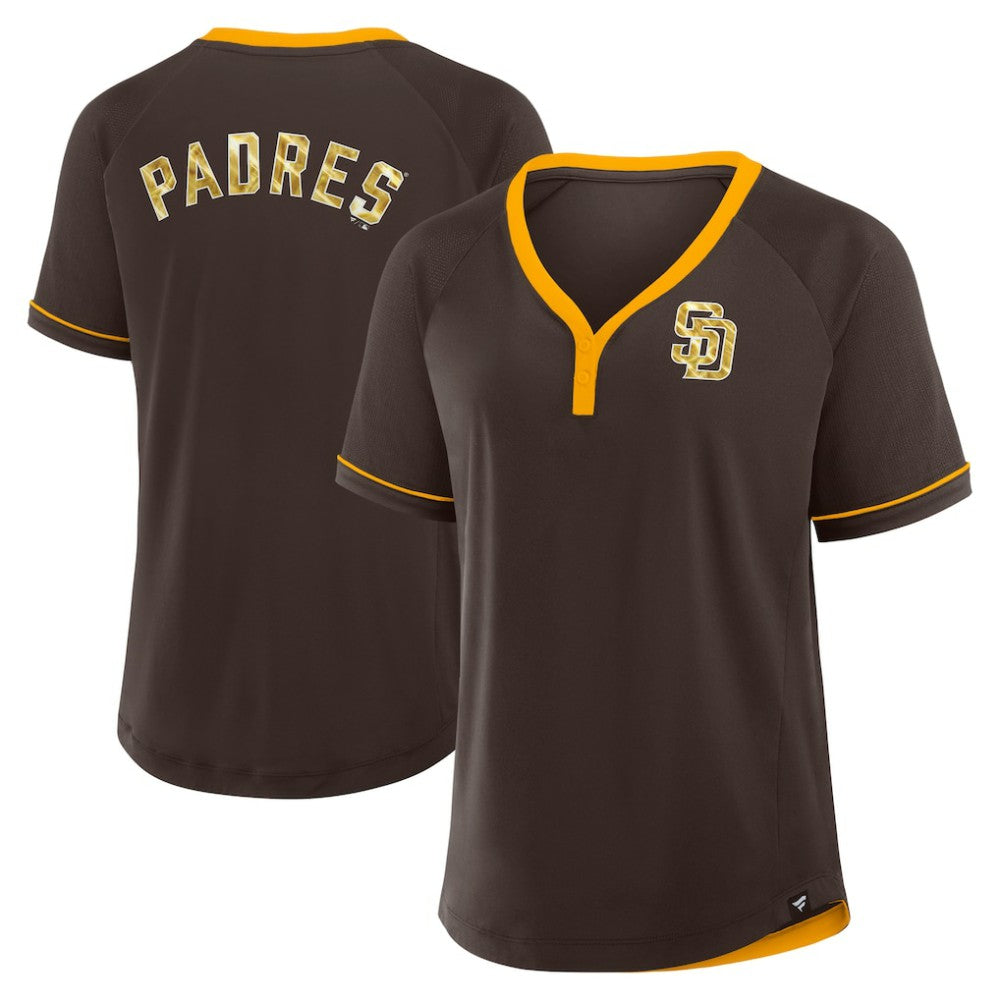 San Diego Padres Women's League Diva Star Raglan V-Neck T-Shirt - Brown