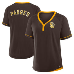 San Diego Padres Women's League Diva Star Raglan V-Neck T-Shirt - Brown