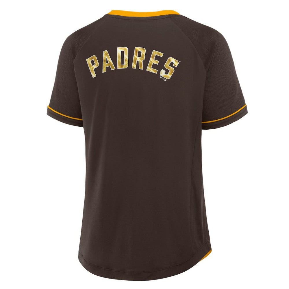 San Diego Padres Women's League Diva Star Raglan V-Neck T-Shirt - Brown