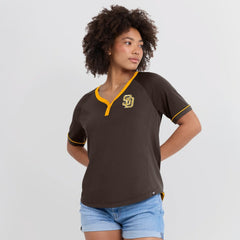 San Diego Padres Women's League Diva Star Raglan V-Neck T-Shirt - Brown