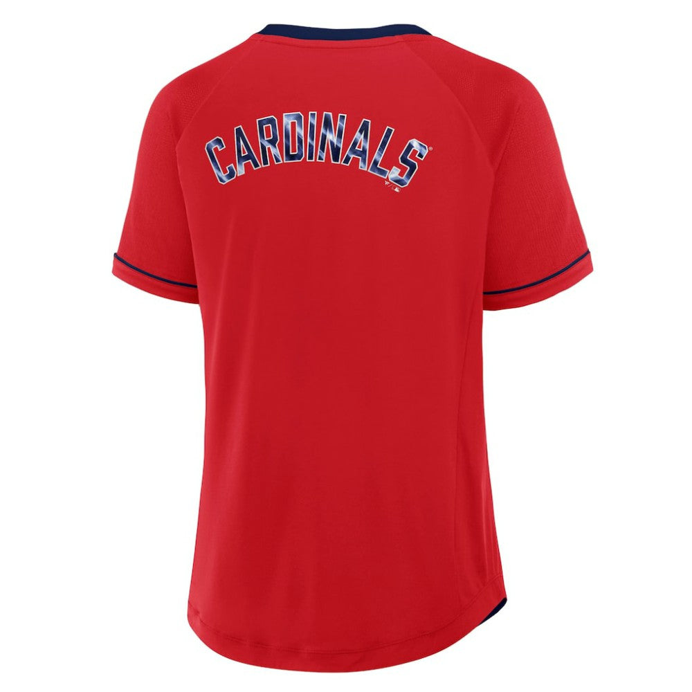 St. Louis Cardinals Women's League Diva Star Raglan V-Neck T-Shirt - Red