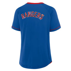 Texas Rangers Women's League Diva Star Raglan V-Neck T-Shirt - Royal