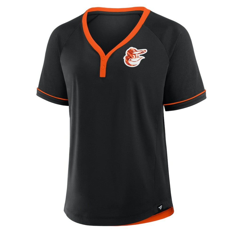 Baltimore Orioles Women's League Diva Star Raglan V-Neck T-Shirt - Black