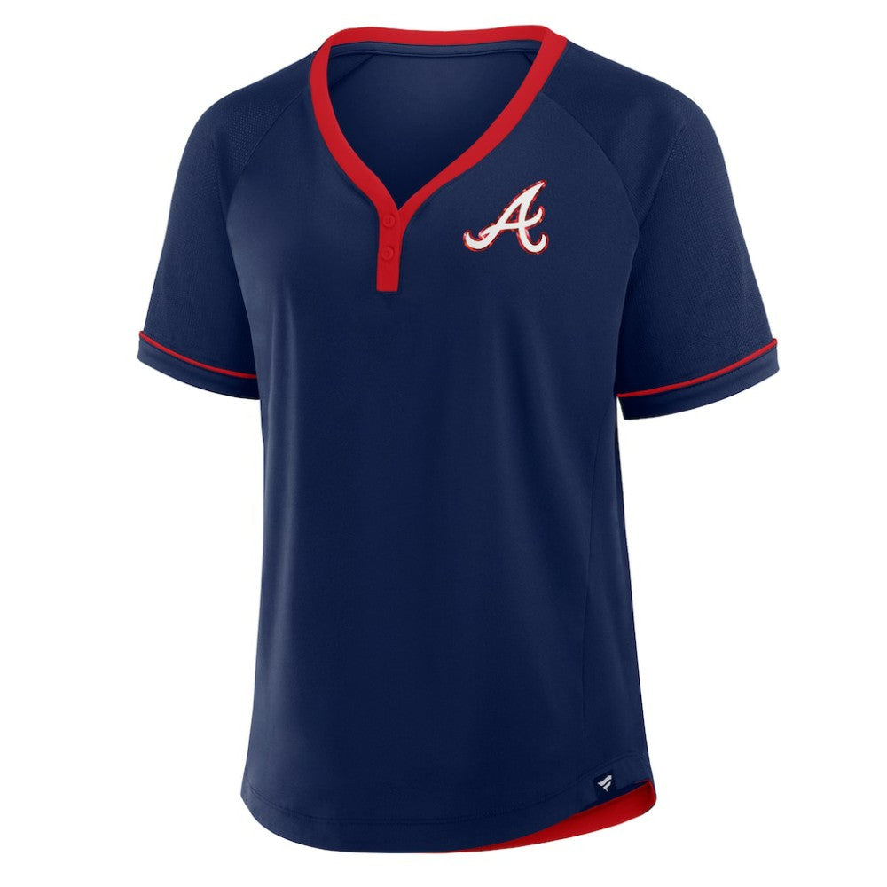 Atlanta Braves Women's League Diva Star Raglan V-Neck T-Shirt - Navy