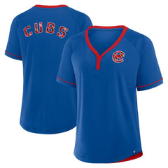Chicago Cubs Women's League Diva Star Raglan V-Neck T-Shirt - Royal