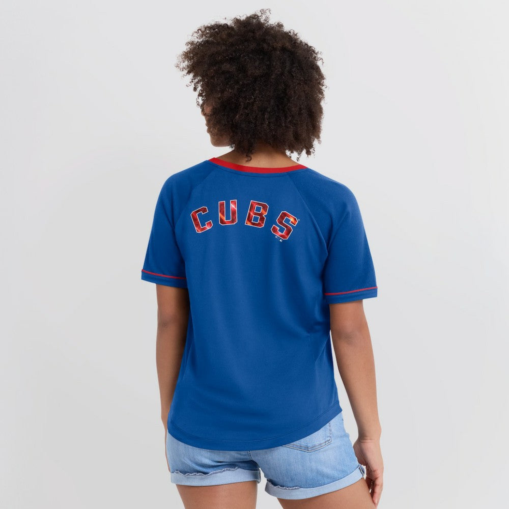 Chicago Cubs Women's League Diva Star Raglan V-Neck T-Shirt - Royal