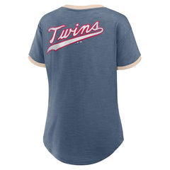 Minnesota Twins Women's Binge Worthy Stadium Slub V-Neck T-Shirt - Navy