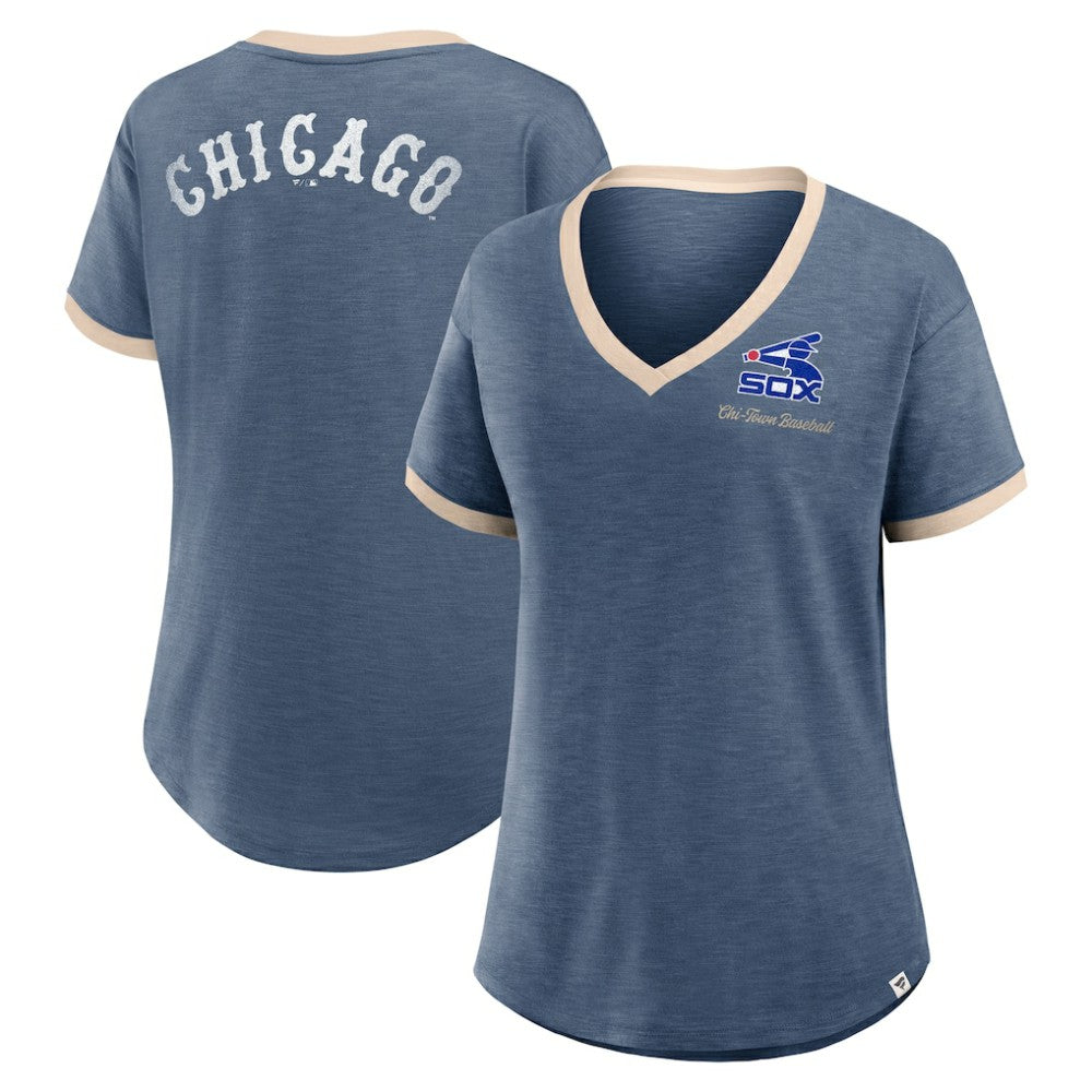 Chicago White Sox Women's Binge Worthy Stadium Slub V-Neck T-Shirt - Navy