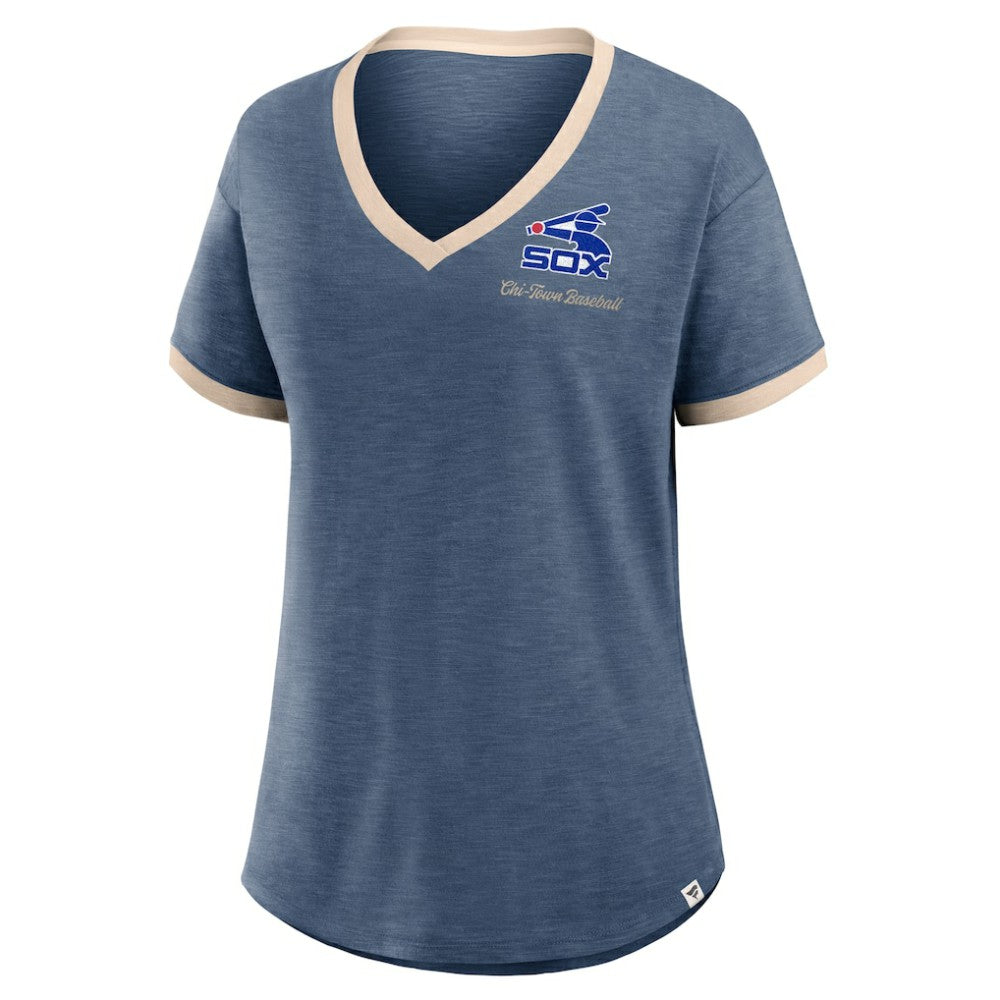 Chicago White Sox Women's Binge Worthy Stadium Slub V-Neck T-Shirt - Navy