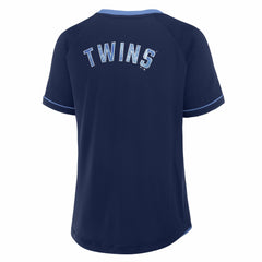 Minnesota Twins Women's Cooperstown Collection League Diva Raglan V-Neck T-Shirt - Navy