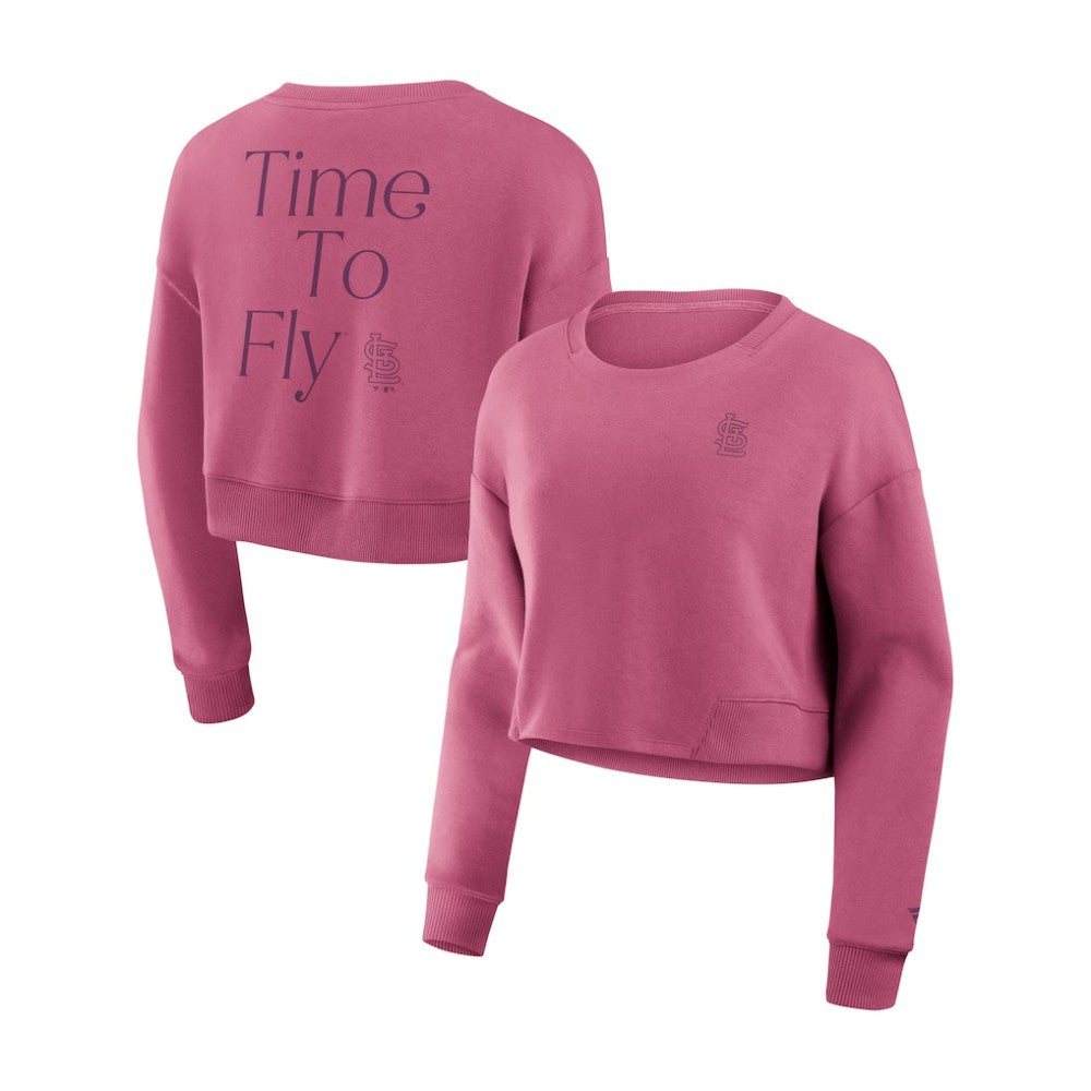 St. Louis Cardinals Women's Studio Cropped Pullover Sweatshirt - Pink