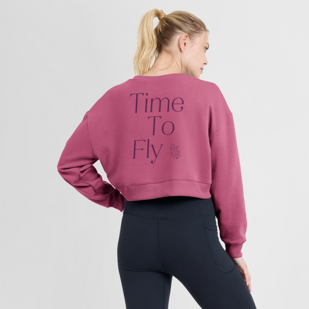St. Louis Cardinals Women's Studio Cropped Pullover Sweatshirt - Pink