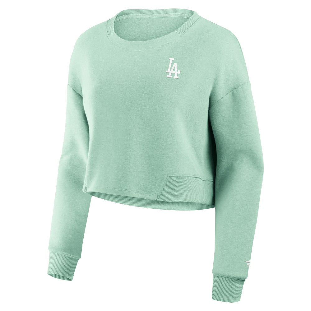 Los Angeles Dodgers Women's Studio Cropped Pullover Sweatshirt - Mint