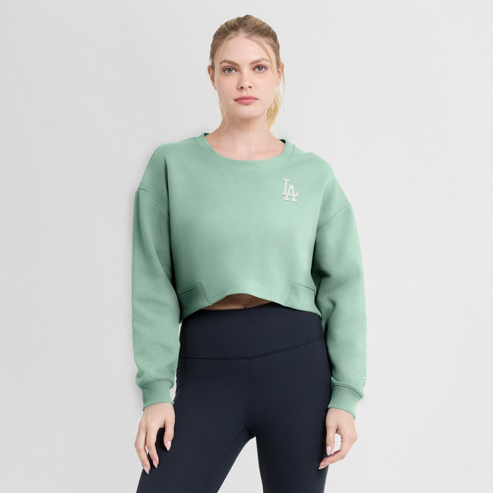 Los Angeles Dodgers Women's Studio Cropped Pullover Sweatshirt - Mint