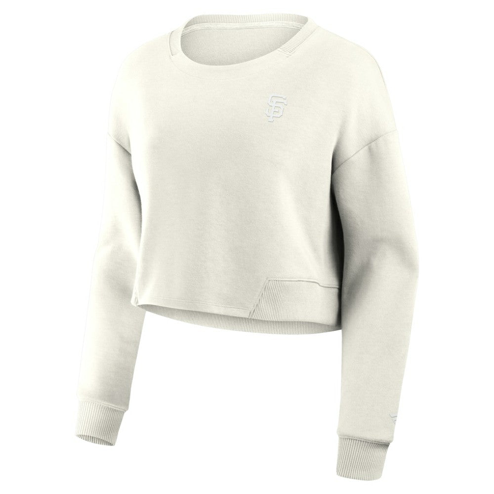 San Francisco Giants Women's Studio Cropped Pullover Sweatshirt - Cream