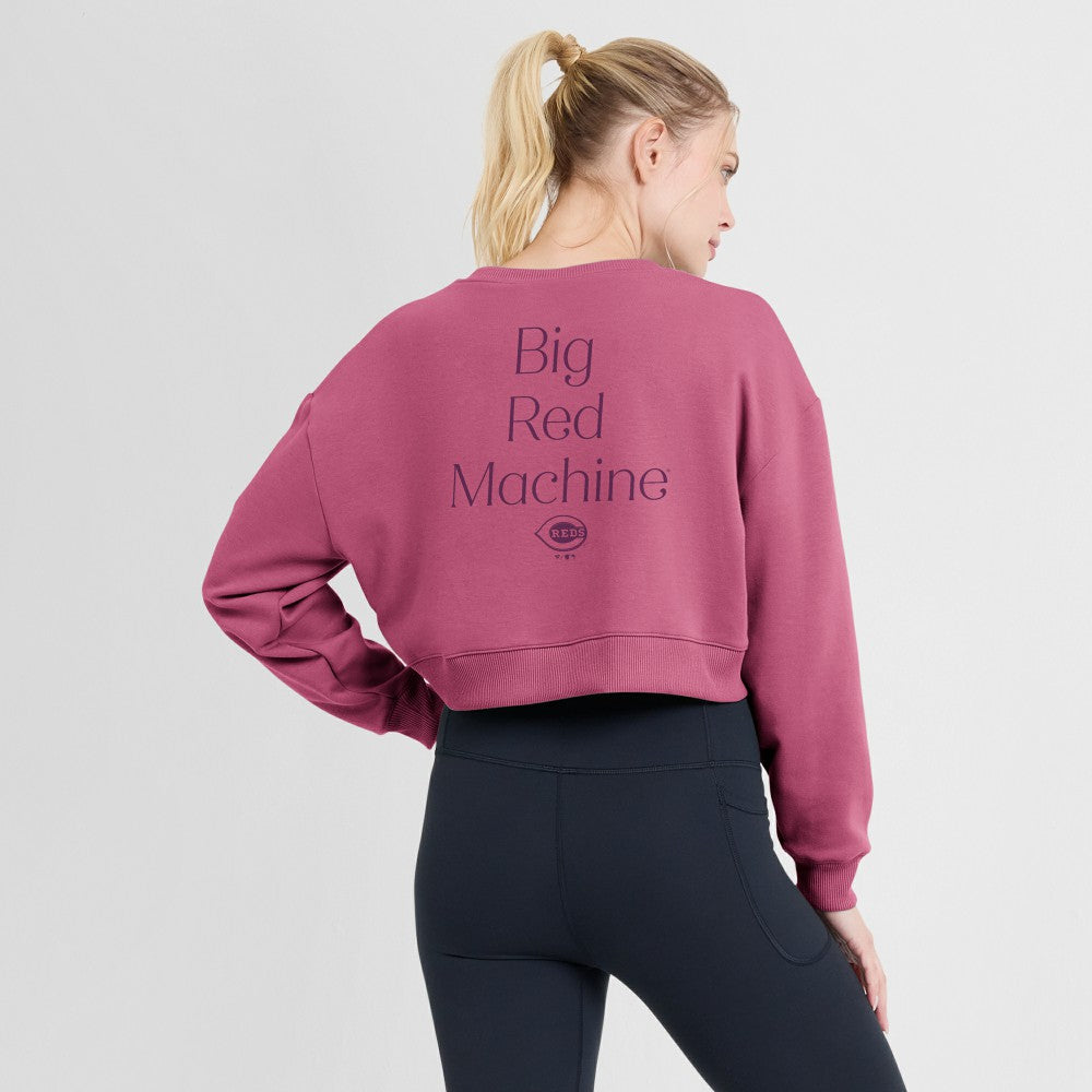 Cincinnati Reds Women's Studio Cropped Pullover Sweatshirt - Pink