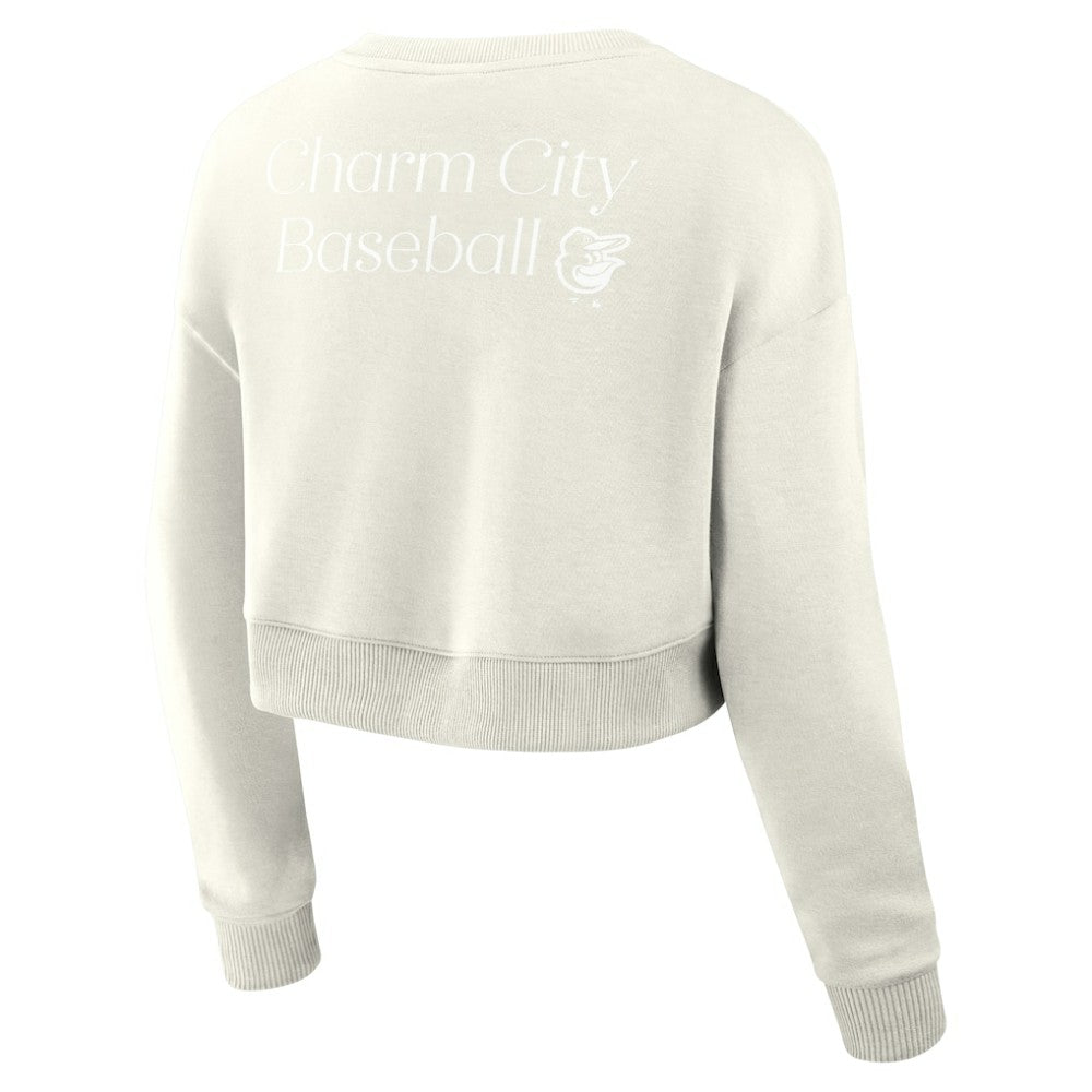 Baltimore Orioles Women's Studio Cropped Pullover Sweatshirt - Cream