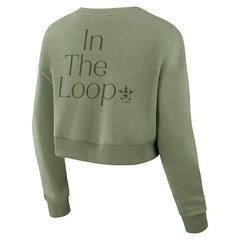 Houston Astros Women's Studio Cropped Pullover Sweatshirt - Olive