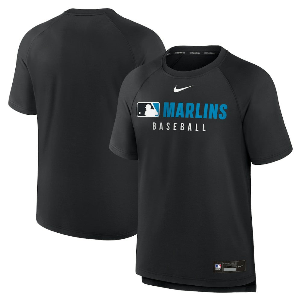 Miami Marlins Authentic Collection Pregame Raglan Dri-FIT T-Shirt - Black | Nike