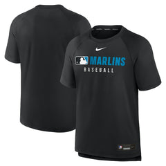Miami Marlins Authentic Collection Pregame Raglan Dri-FIT T-Shirt - Black | Nike