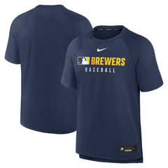 Milwaukee Brewers Authentic Collection Pregame Raglan Dri-FIT T-Shirt - Navy | Nike