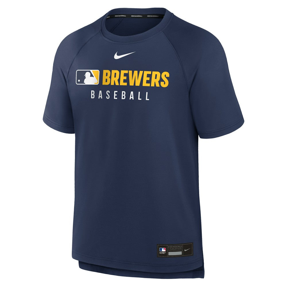Milwaukee Brewers Authentic Collection Pregame Raglan Dri-FIT T-Shirt - Navy | Nike