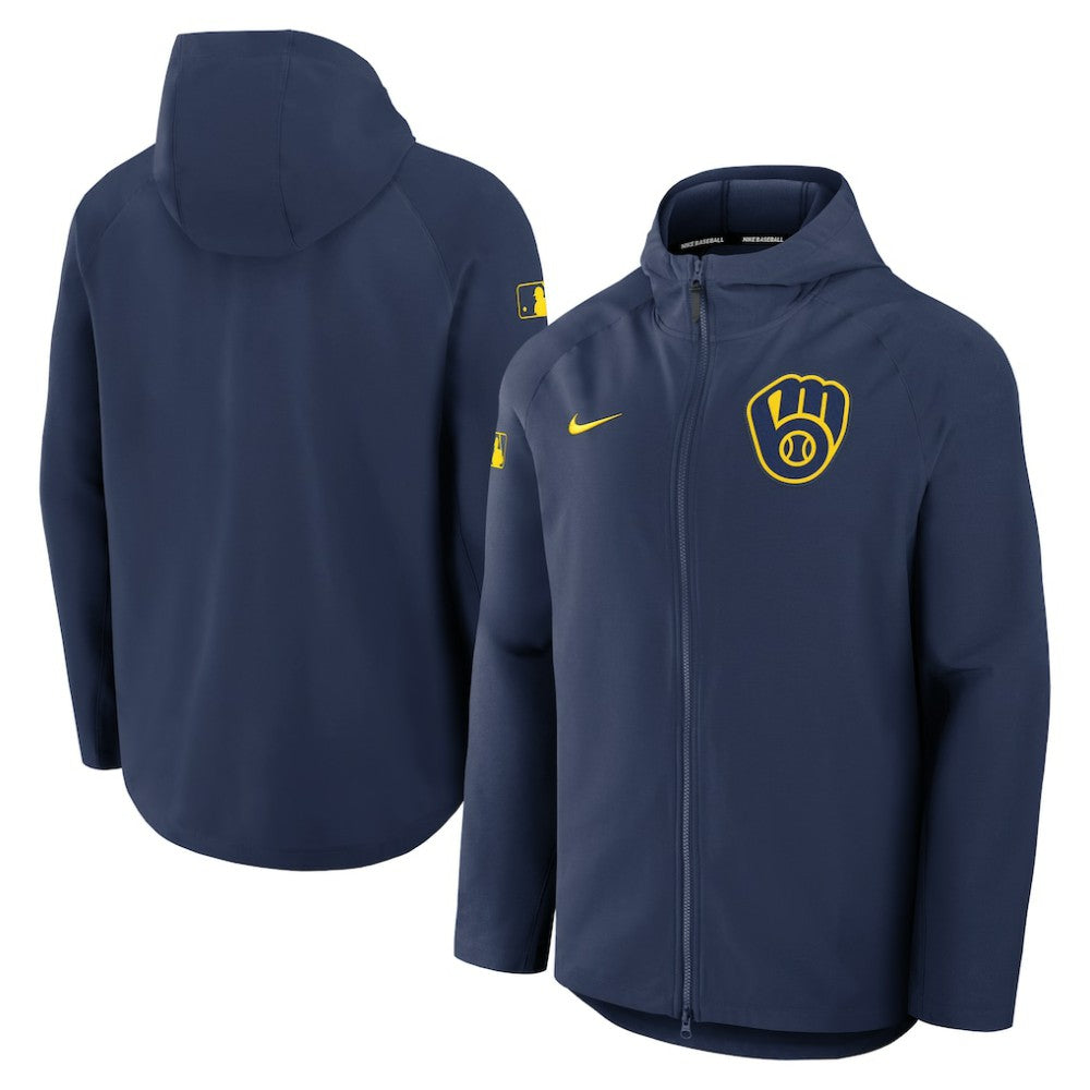Milwaukee Brewers Authentic Collection Raglan Performance Full-Zip Jacket - Navy | Nike
